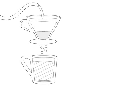 Brewing coffee diagram illustration line drawing pour over