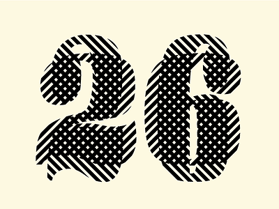 26 Numerals 2 6 diagonals hand lettered numbers overlap vector