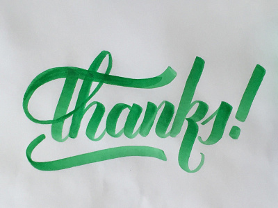 Thanks! brush pen green hand lettering lettering script