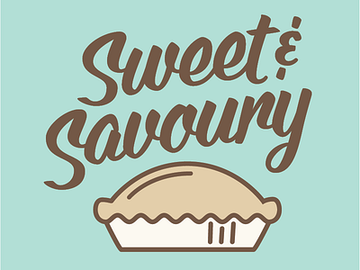 Sweet & Savoury Pie branding brown icon lettering pie script teal vector vectorization