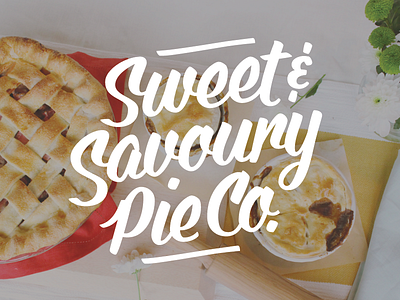 Sweet & Savoury Pie Co hand lettering knockout lettering logo photography pie script