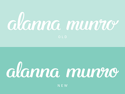 New alanna munro before and after brush script lettering logo name old and new personal brand