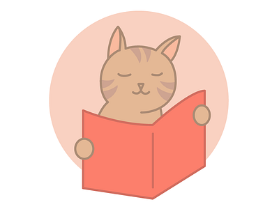 animated cat reading a book