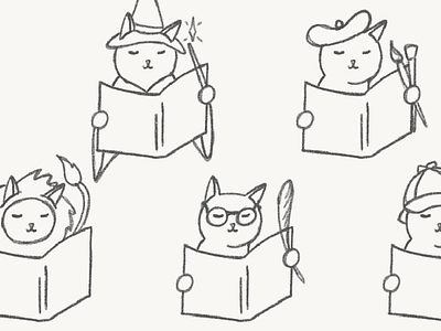 Cat Sketches books cats childrens books icons illustration logo reading sketch