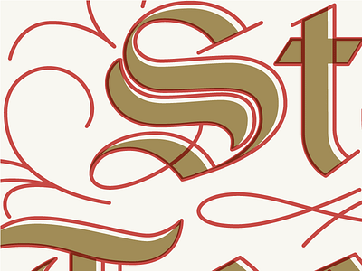 Stay Toasty Vector blackletter festive gold holiday lettering monoline red swashes vector