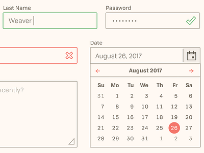 Tofino UI calendar date fields icons password tofino typeface ui kit