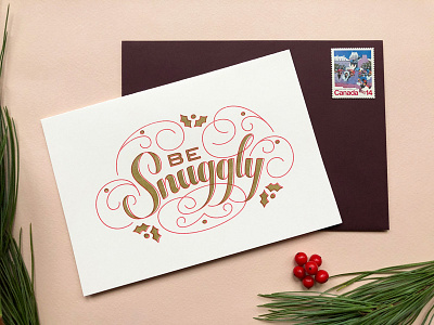 Be Snuggly Card card christmas festive gold greeting holiday lettering photography red risograph warm wishes winter