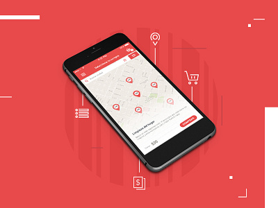 Simulador de compras - Selección por geolocalización app geo ios iphone map navigation pin rewards ui ux