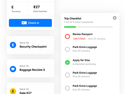 Flight Components airplane airport cards check-in checklist flight flight tracker