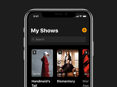 My Shows - Television Tracker app design ios ios 11 ios dark mode iphone iphonex search search ios tv tv show