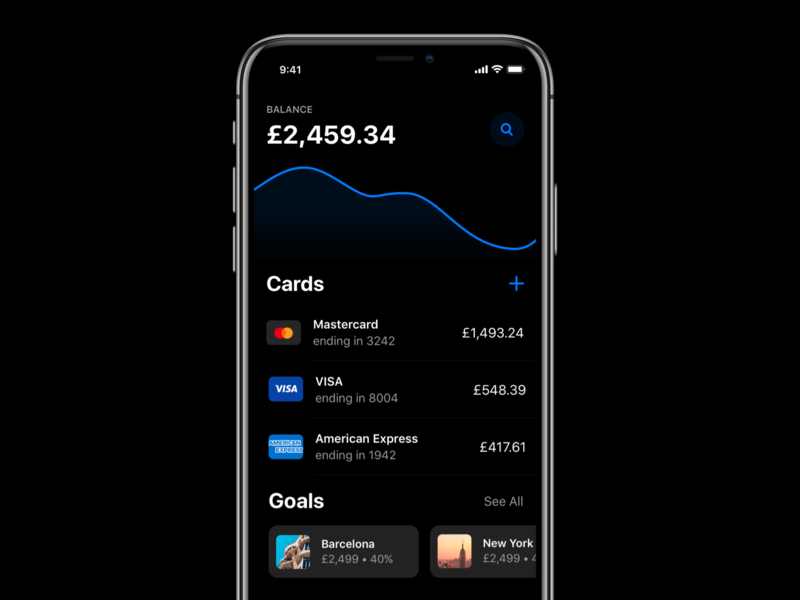 Banking App Dark - iOS app apple bank banking banking app finance ios ios 13 ios app money