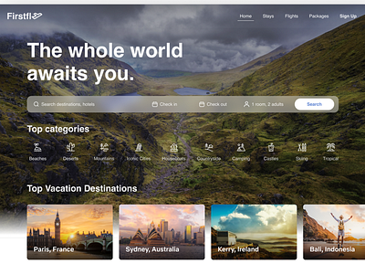 FirstFly - Travel Website Design | Landing Page Design