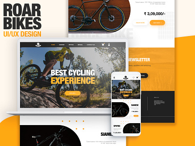 Roar Bikes | UI/UX Design Concept | Website and App adobephotoshop adobexd branding design interaction roar bikes ui uiux uiuxdesign ux website design