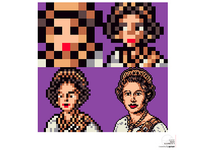 NeoPop Queen Elizabeth II 80s 90s graphic design illustration nft photoshop pixel