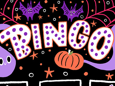 Halloween Bingo design folk folk art halloween illo illustrated illustration lettering paint social media tool tool presets