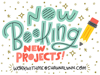 Now Booking New Projects! adobe design freelance hand lettering illo illustration lettering letters surface wacom