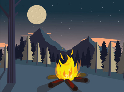 campfire design digital illustration graphic design illustration