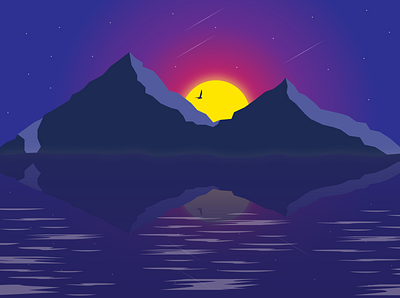 Ocean Sunset design digital illustration graphic design illustration