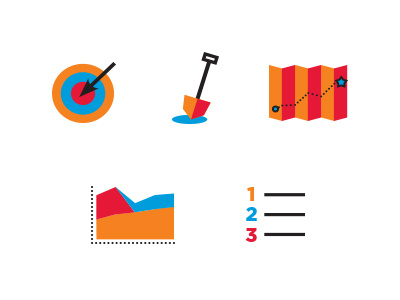 Research Icons dig graph icon set icons map shovel target