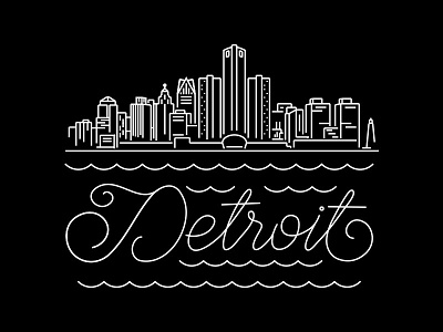 Detroit city detroit illustration line skyline
