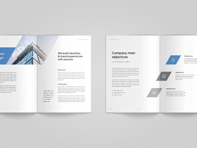 Brochure Design a4 blue branding brochure brochure design business clean company profile corporate creative design editorial layout minimal print stationary template