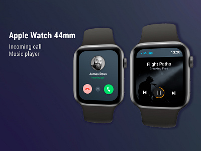 Apple Watch Design 44mm apple apple watch dark dark apps dark design dark mode dark watch design figma illustration ui watch watch app