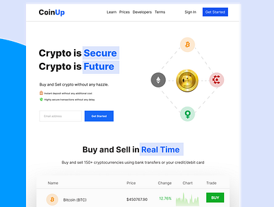 CoinUp Hero Section branding crypto exchange ui web design webdesign