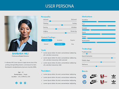 Corporate, Clean & Minimal User Persona ai blue cover flat minimal psd user persona user persona examples web