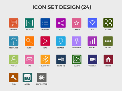 ICON SET DESIGN (24) ai character design cover creative eps flat icon icon ideas minimal online photo web design