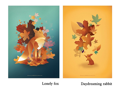 Fall collection fall illustration fox illustrator rabbit