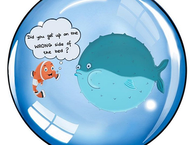 Nemo🐠 talking to Mr. Puffer🐡 procreate