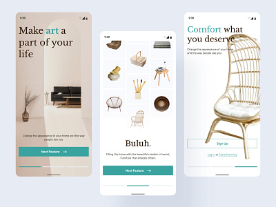 Buluh. - Onboarding commerce ecommerce furniture mobile app onboarding online store store ui ui design walkthrough