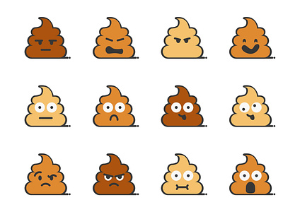 Poop Emoticon design emoji emoticon expression flat icon illustration stiker web