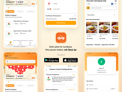 QoQi Apps (Food Delivery) app design designer figma mobile app design mobile design mobiledesign productdesignteam ptesensisulusibuana redesign ui uidesigner ux