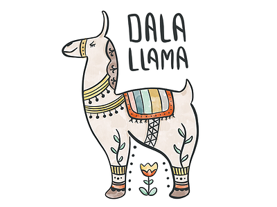 Dala Llama illustration dala horse dala llama llama procreate swedish