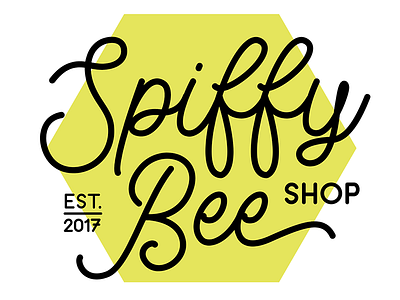Etsy Shop reBrand - Spiffy Bee Shop bee beehive etsy graphic design hexagon honey honeycomb monoline monoline script motherline font yellow
