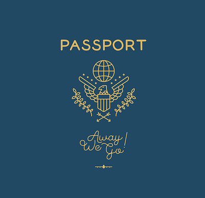 Passport Monoline Design blue and gold design graphic design graphic design illustrator monoline parks font passport travel typography