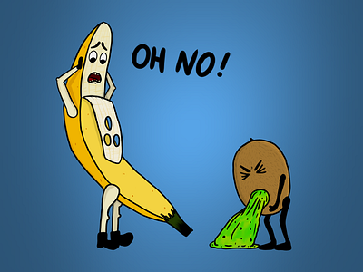 Oh Noo! 2020 banana cartoon comics fail fun funny illustration kiwi omg procreate