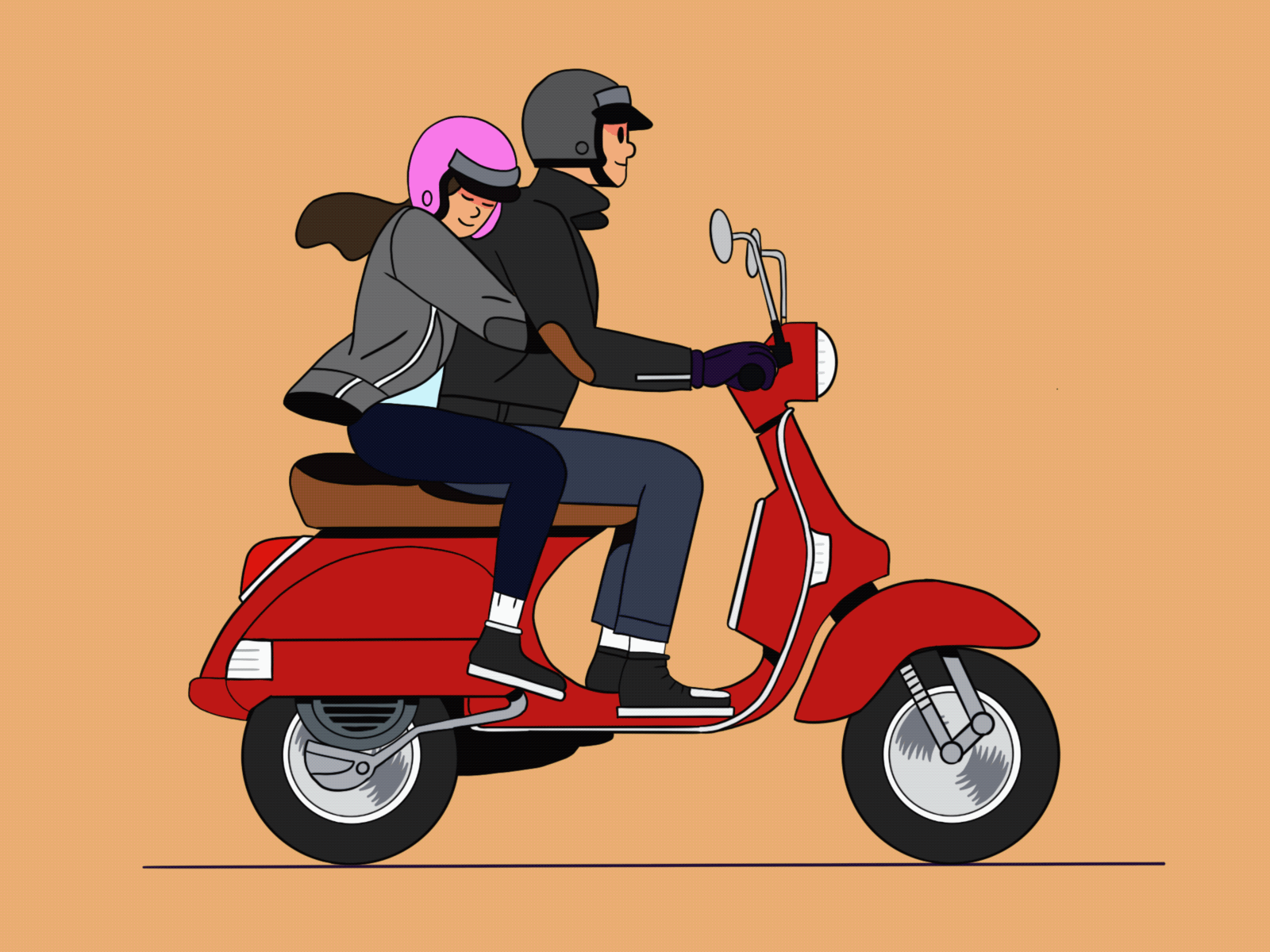 Adventure 2020 adventure beautiful biker boy cartoon design fun girl illustration love procreate scooter