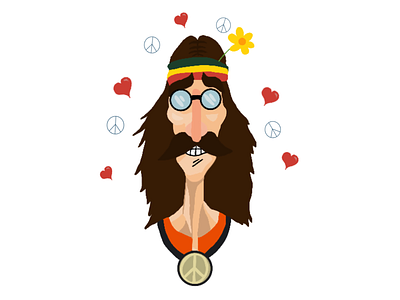 Hippie face freedom hair heart hippie illustration love peace procreate smile sunglasses