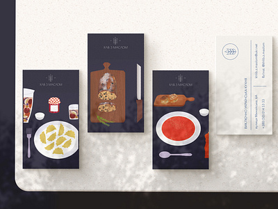 Illustrations for Ukrainian restaurant business cards