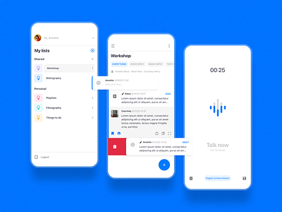 Notes app app collaboration design image recognition list view listing menubar note notes notes app product design team work teamwork transcript transcription ui ux voice recognition voice recorder