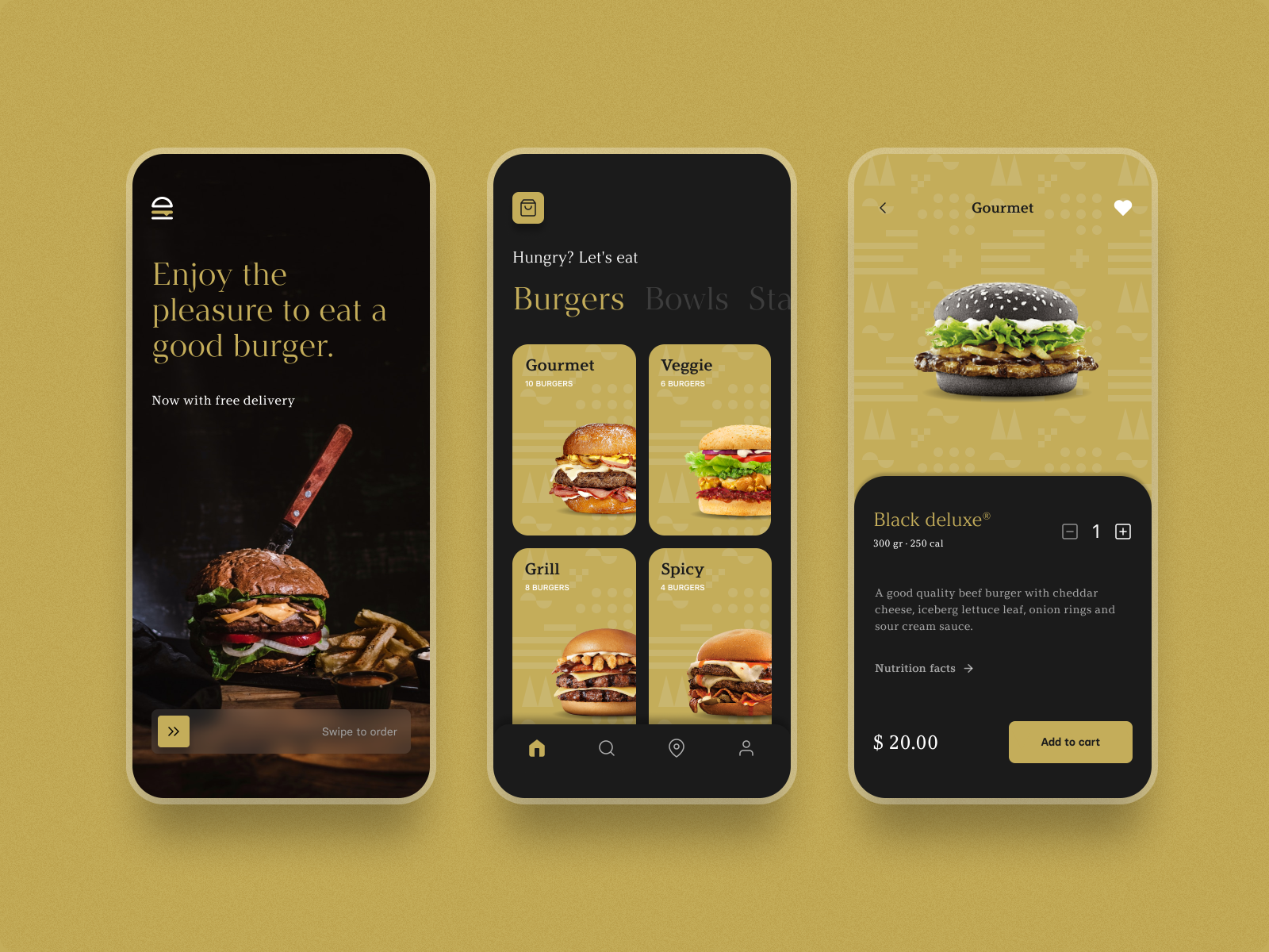 Premium burger's restaurant app by Jordi Gil on Dribbble