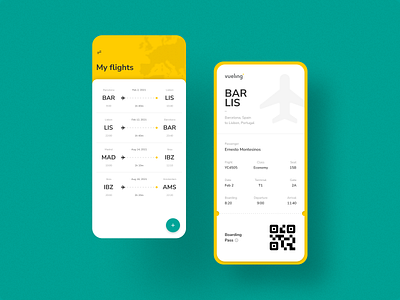 Boarding Pass - Vueling airline airline app app boarding pass design flight flight app minimal mobile plane plane ticket product design travel ui ux vueling