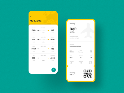Boarding Pass - Vueling airline airline app app boarding pass design flight flight app minimal mobile plane plane ticket product design travel ui ux vueling