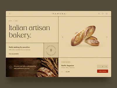 Artisan Bakery - Grid Website artisan baguette bakery bread classic craft craftsmanship design ecommerce grid italian layout product design rustic traditional ui ux website