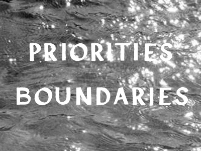 Priorities/Boundaries display lettering publication typography