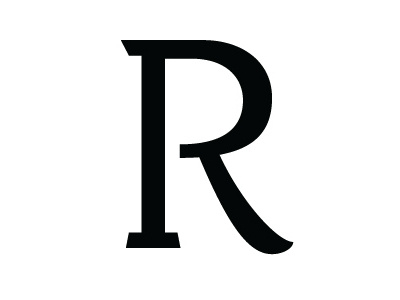 R black white r typography