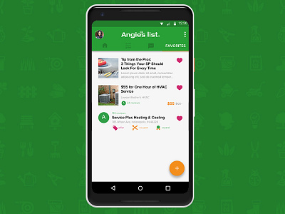 Angie's List Consumer App Redesign - Favorites mobile design ui design ux design