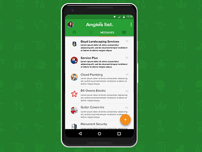 Angie's List Consumer App Redesign - Messages mobile design ui design ux design